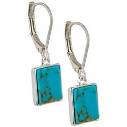 Square Faux Turquoise Dangle Earrings