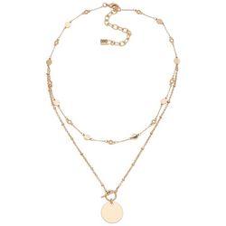 Chaps Goldtone Layered Disc Accented Necklace