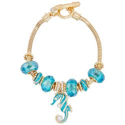 Bead Seahorse Charm Toggle Bracelet