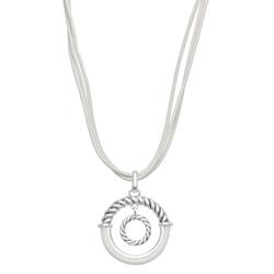16 In. 3-Row Cord Orbital Open Circles Necklace