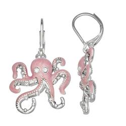 Rhinestone Enamel Octopus Dangle Earrings
