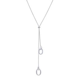 Napier 28 In. Oval Charm Lariat Tassel Necklace