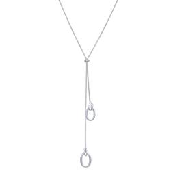 28 In. Oval Charm Lariat Tassel Necklace