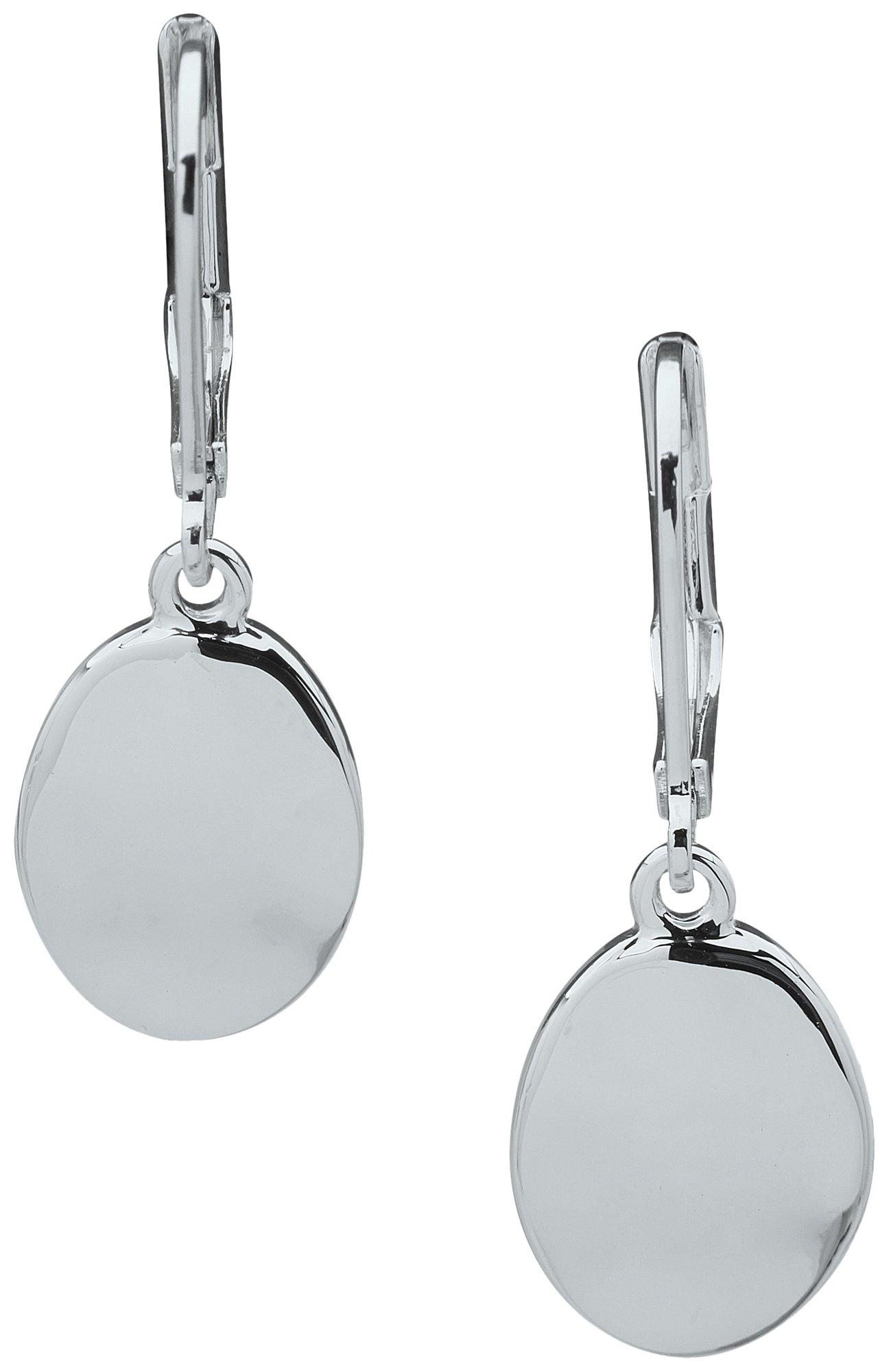 Nine West Disc Drop Silver Tone Leverback Dangle Earrings