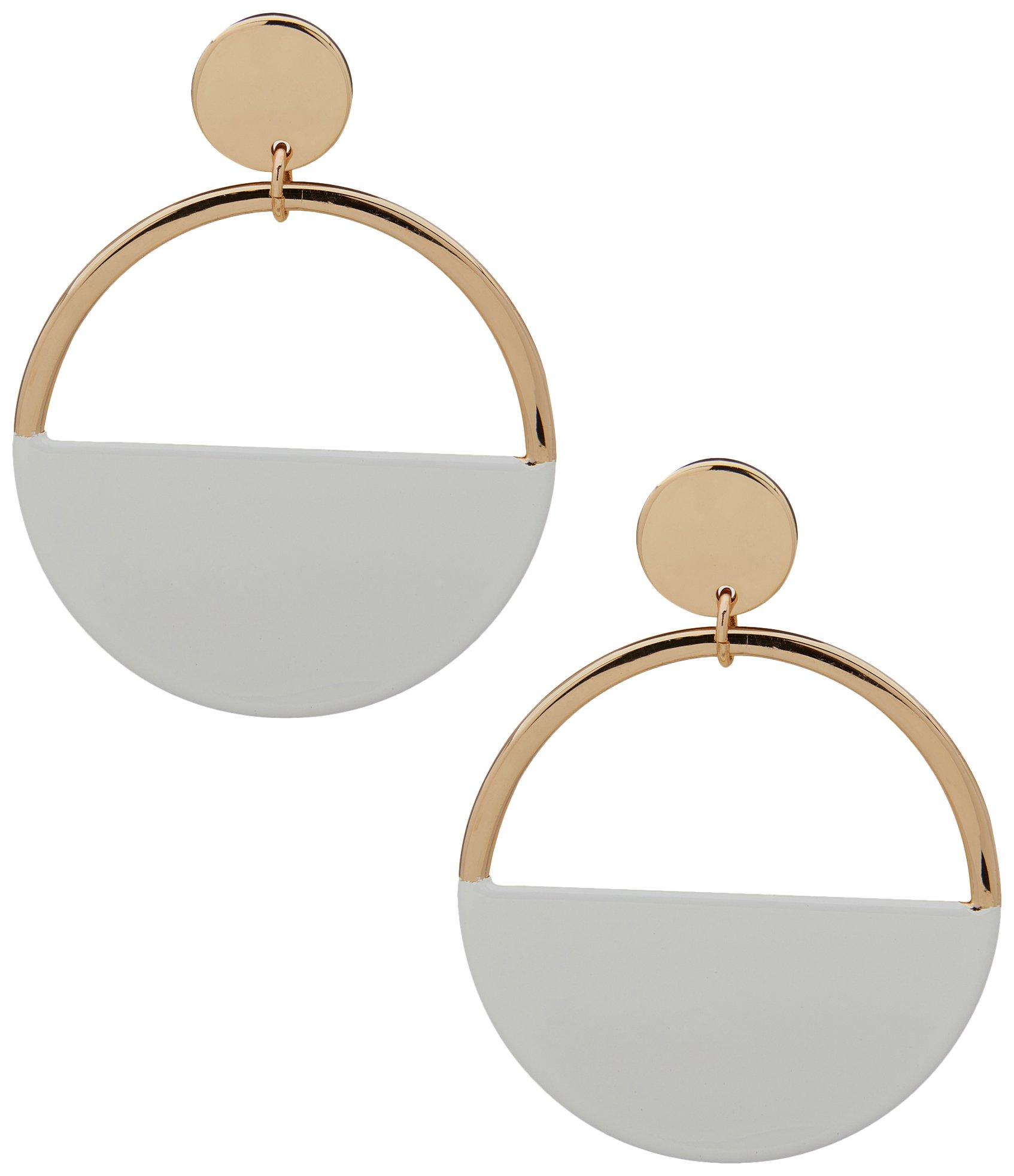 Open Half Circle Gold Tone Dangle Earrings