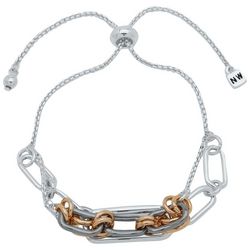 Nine West Tri-Tone Link Adjustable Chain Bracelet