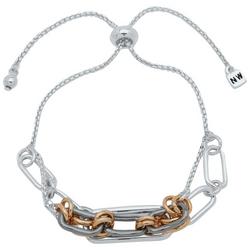 Tri-Tone Link Adjustable Chain Bracelet