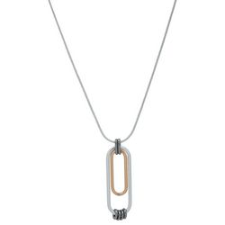 Nine West 36 In. Tri-Tone Open Ovals Pendant Necklace