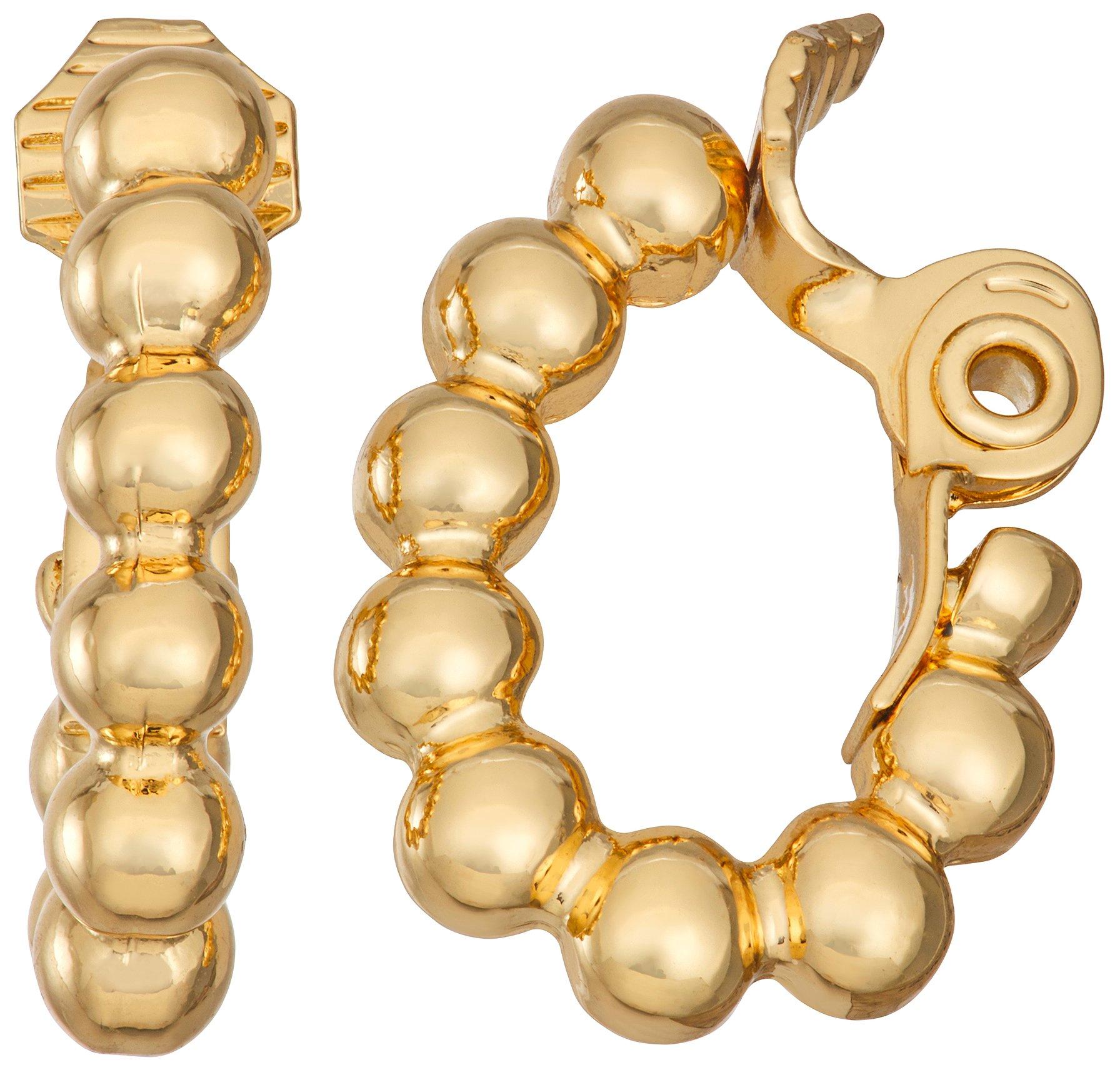 Napier 22mm Wavy Gold Tone Clip-On Hoop Earrings