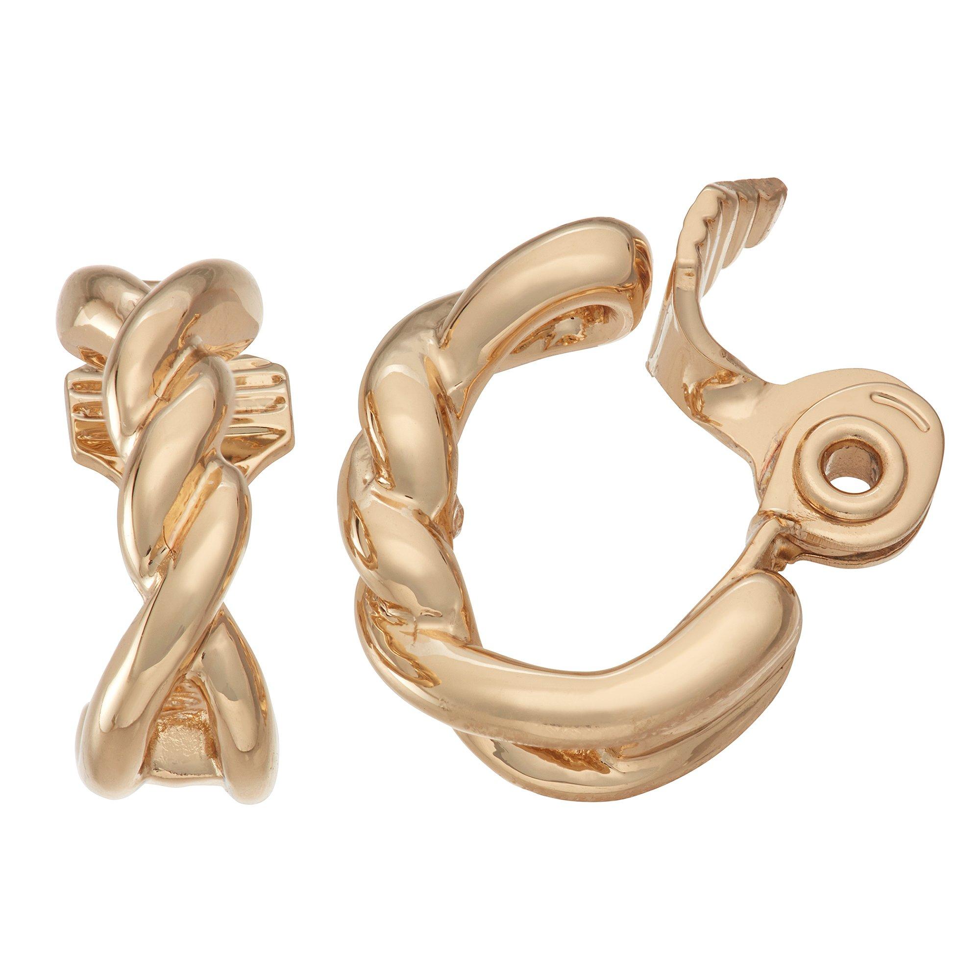 Napier Twist Huggie Gold Tone Hoop Clip On Earrings