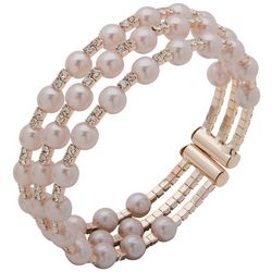 You're Invited Rose Tone Faux Pearl Coil Bracelet