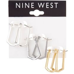 Nine West 3-pc. Tri-tone Pentagon Hoop Earrings