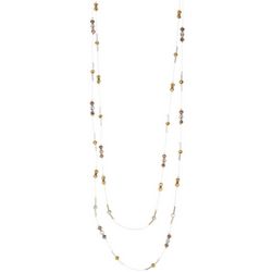 Nine West Silvertone Gold Bead Long Necklace