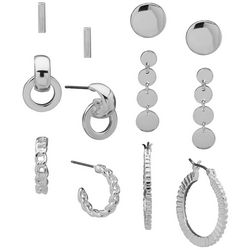 Nine West 6-Pk Silvertone Hoop, Knocker, Stud Earrings Set