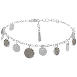Nine West Silvertone Shakey Disc Chain Anklet