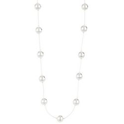Napier Silvertone Stationed Bead Necklace