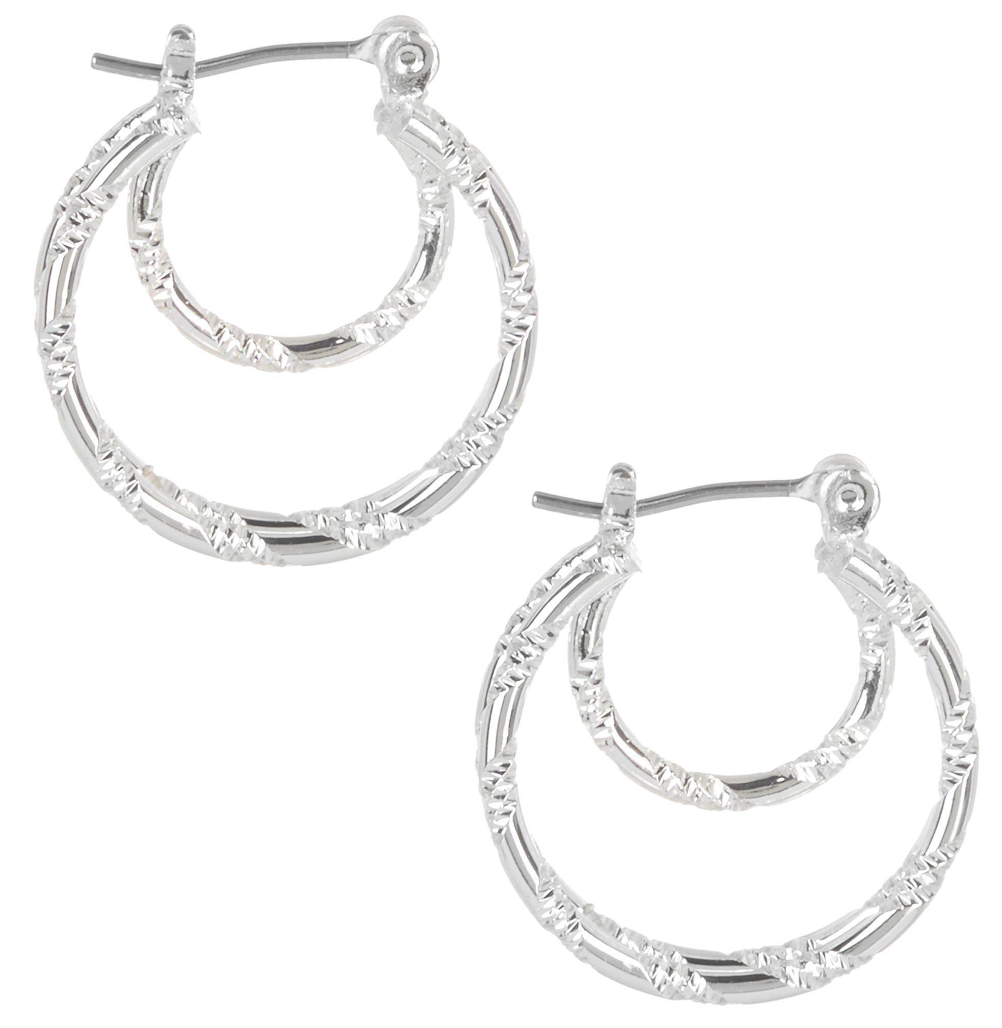 Small Textured Double Hoop