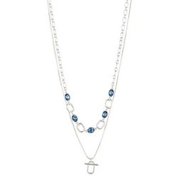 Nine West 2-Row Ring Bar Pendant Chain Necklace