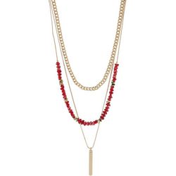 Nine West 3-Row Bead Bar Chain Necklace Set