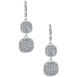 You're Invited Linear Pave Silver Tone Dangle Earrings