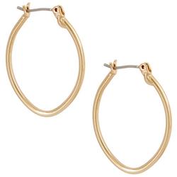 Gold Tone Oval Click Hoop Earrings