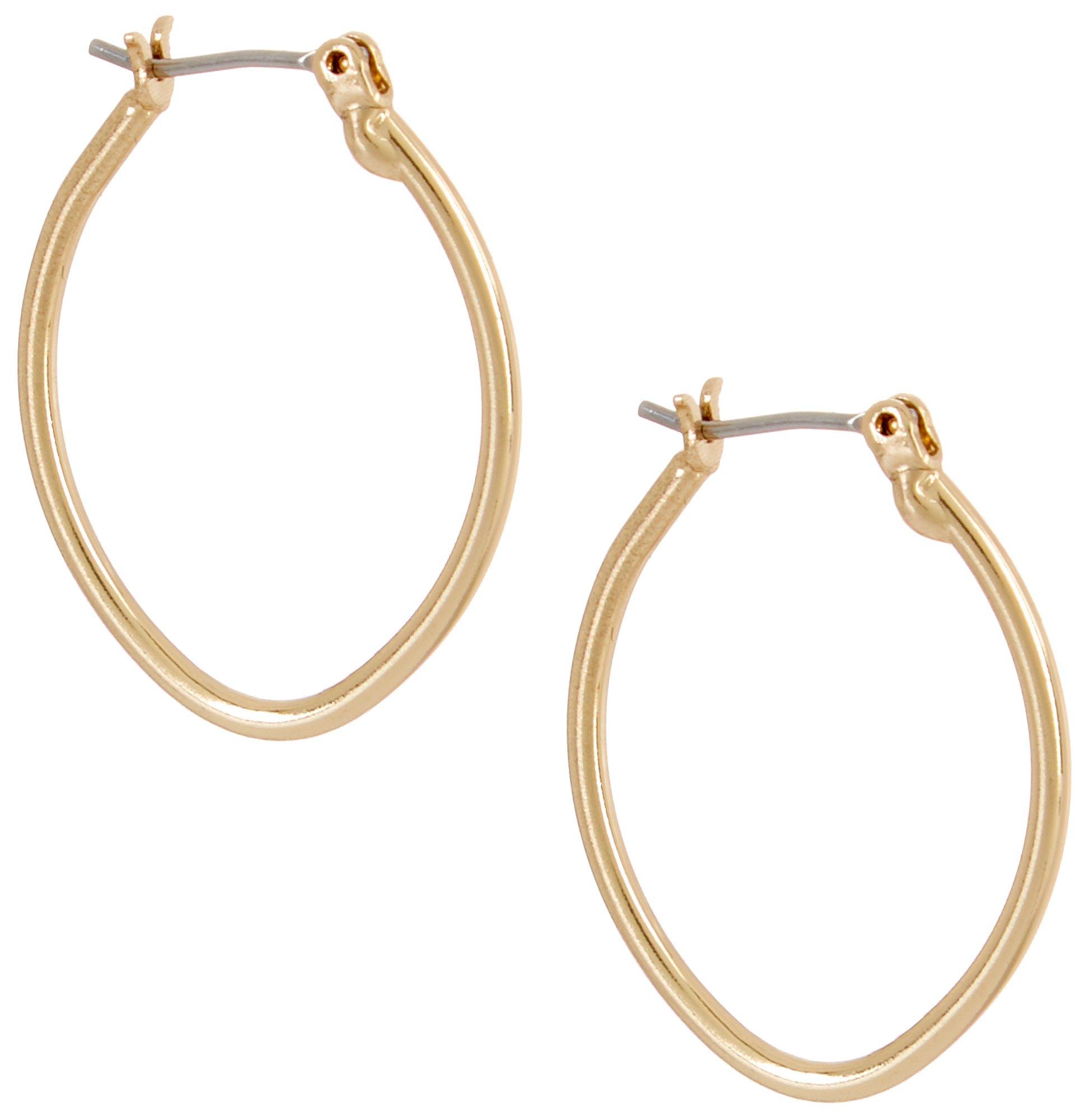 Gold Tone Oval Click Hoop Earrings