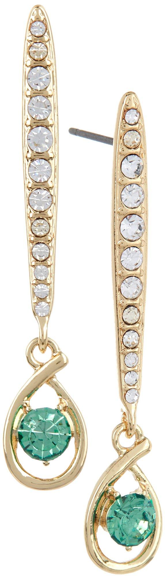 Napier Linear Pave Rhinestone Drop Earrings