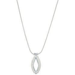 Napier 16 In. Textured Marquise Pendant Chain Necklace