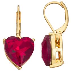 Napier Rhinestone Heart Gold Tone Dangle Earrings