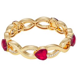 Napier Hearts Pave Links Gold Tone Stretch Bracelet