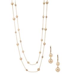 2 Row Faux Pearl Necklace & Earring Set
