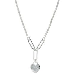Nine West Paw Print Heart Charm Chain Necklace 17 In.