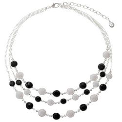Gloria Vanderbilt 3-Row Frontal Crystal Disc Necklace