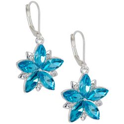 Gloria Vanderbilt Silvertone Rhinestone Flower Drop Earrings