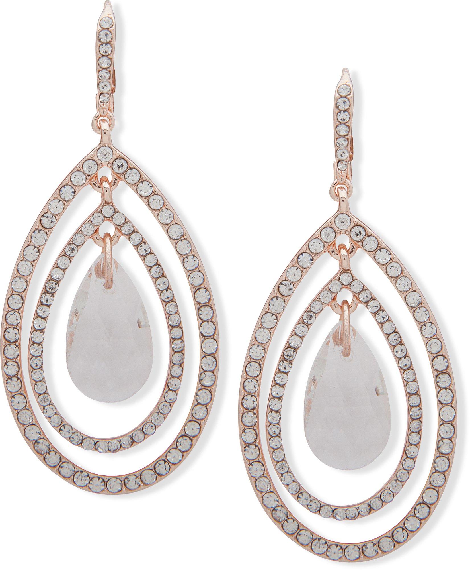 You're Invited Rose Gold Tone Rhinestone Orbital Earrings