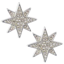 You're Invited Pave Star .75 In. Silver Tone Stud Earrings