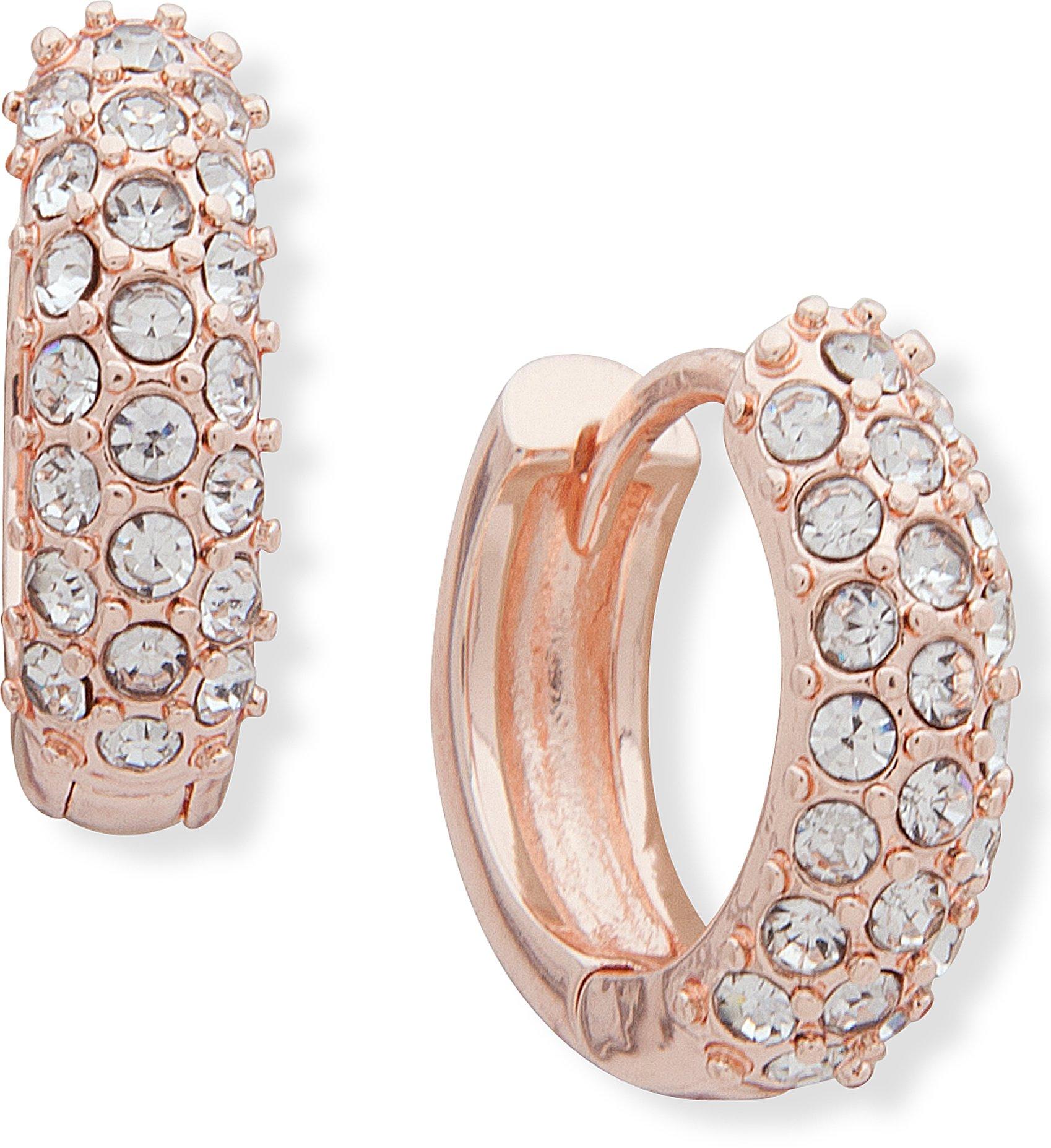 You're Invited Rose Gold Tone Pave Huggie Hoop