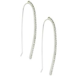 Pave Silver Tone Threader Earrings