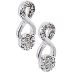 You're Invited Pave Swirl .5 In. Silver Tone Stud Earrings