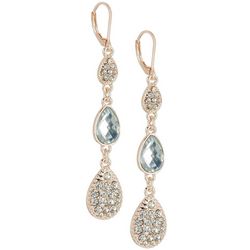You're Invited Rose Gold Tone Rhinestone Pave Drop Earrings