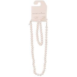 3-Pc. Pearl Necklace Bracelet & Earrings Set
