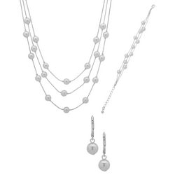 You're Invited 3-Pc Faux Pearl Necklace Bracelet Earring Set