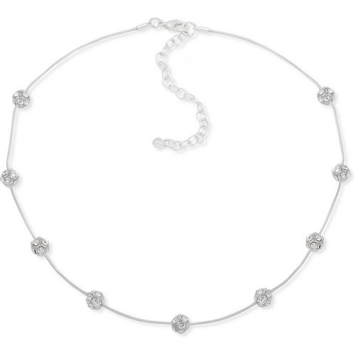 You're Invited Silver Tone Pave Ball Collar Necklace