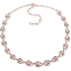 You're Invited Rose Gold Tone Faux Pearl Collar Necklace