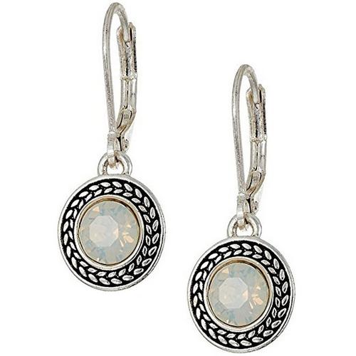 Napier Clear Round Stone Dangle Earrings