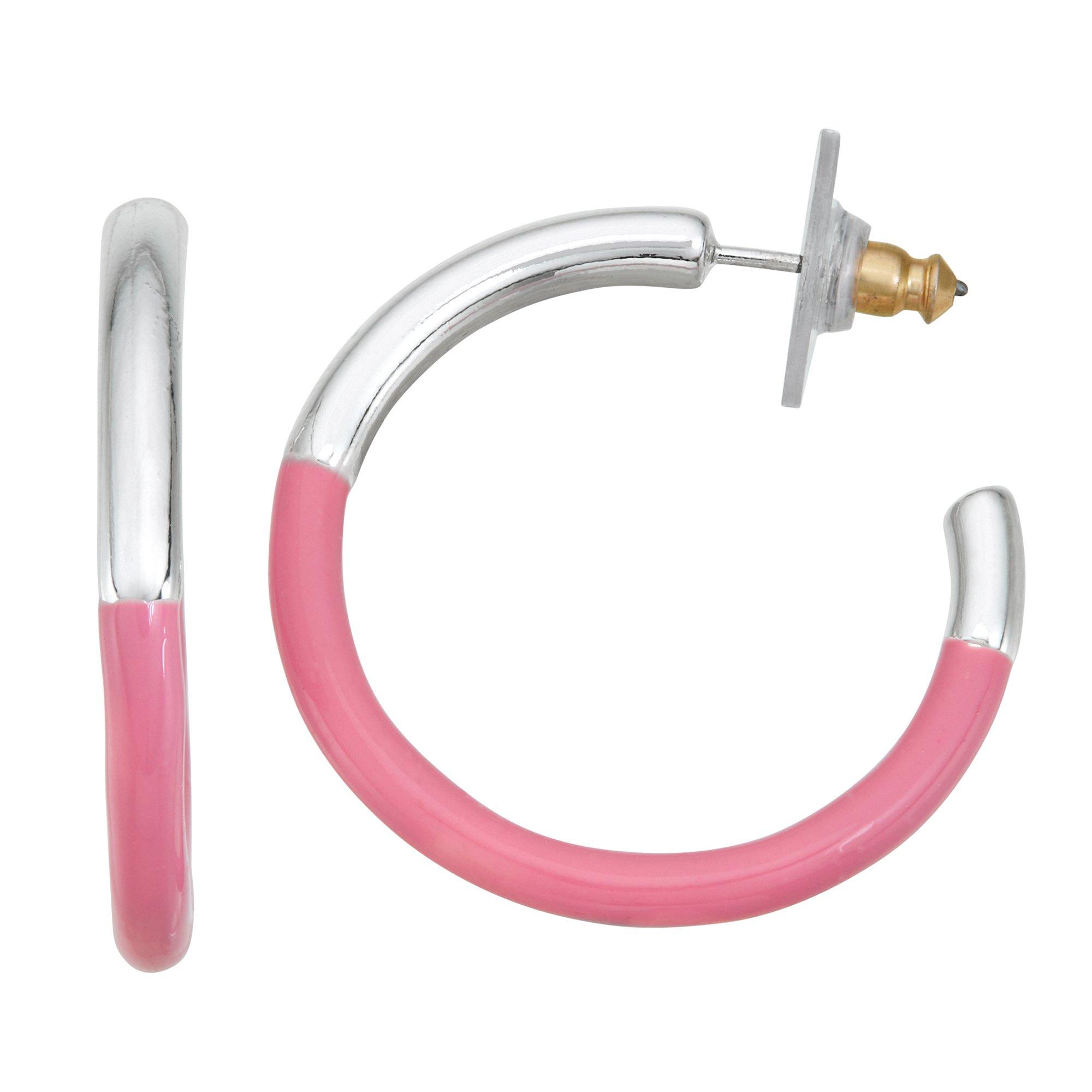 Napier Silver Tone C-Hoop Earrings