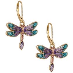 Napier Dragonfly Gold Tone Dangle Earrings