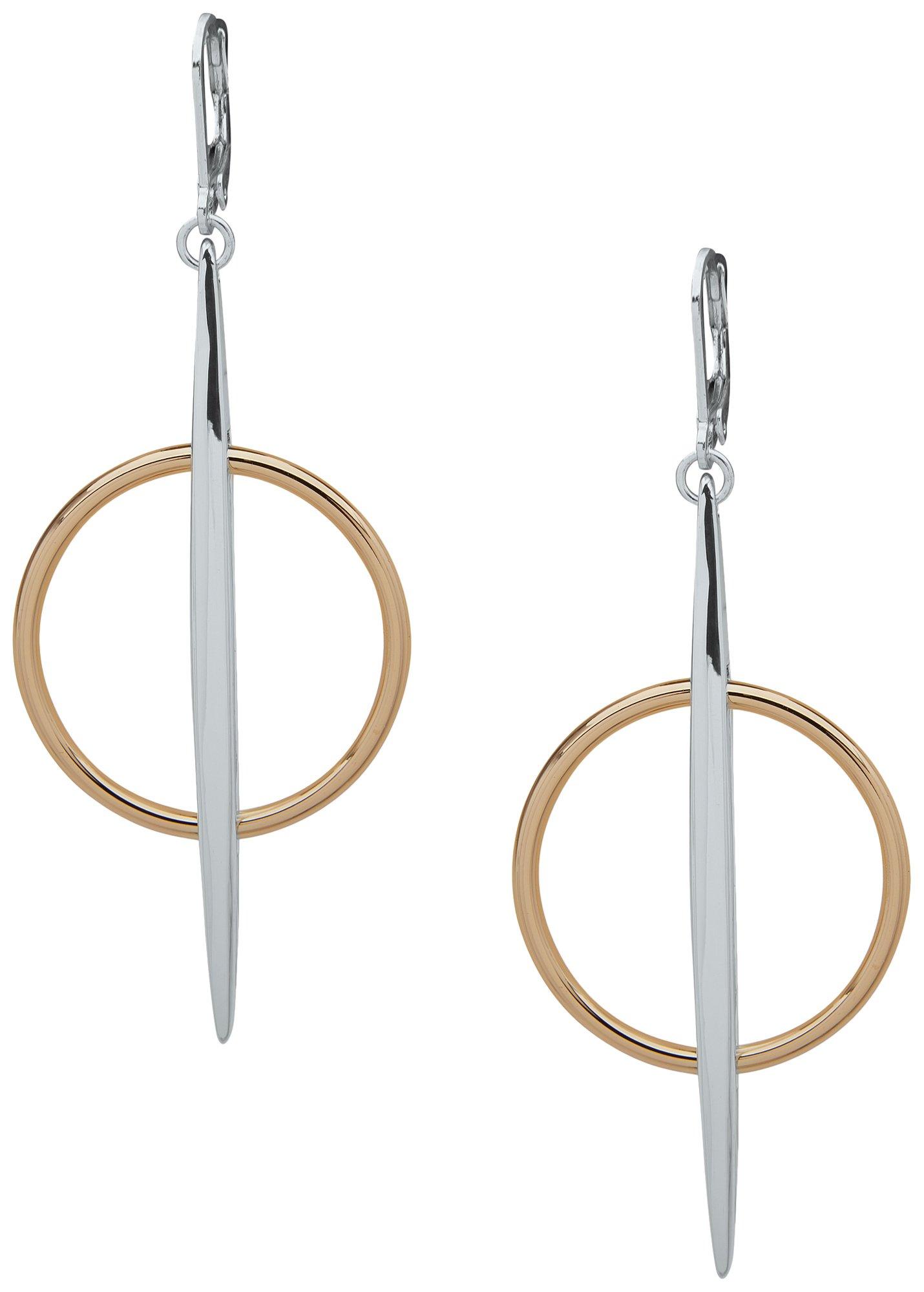 Nine West Open Circle Two-Tone Drop Dangle Earrings