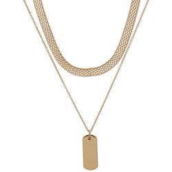 Nine West 2-Row Mesh Pendant Chain Layered Necklace