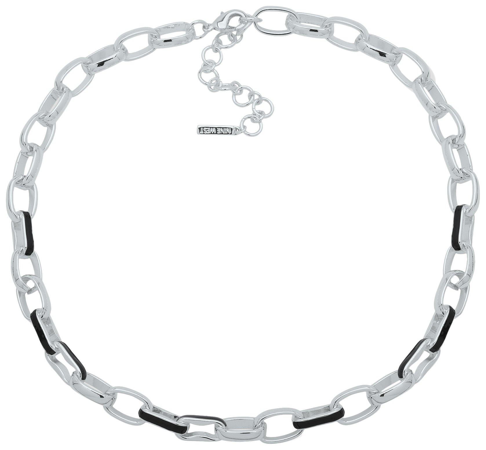 Enamel Two-Tone Link Chain Necklace